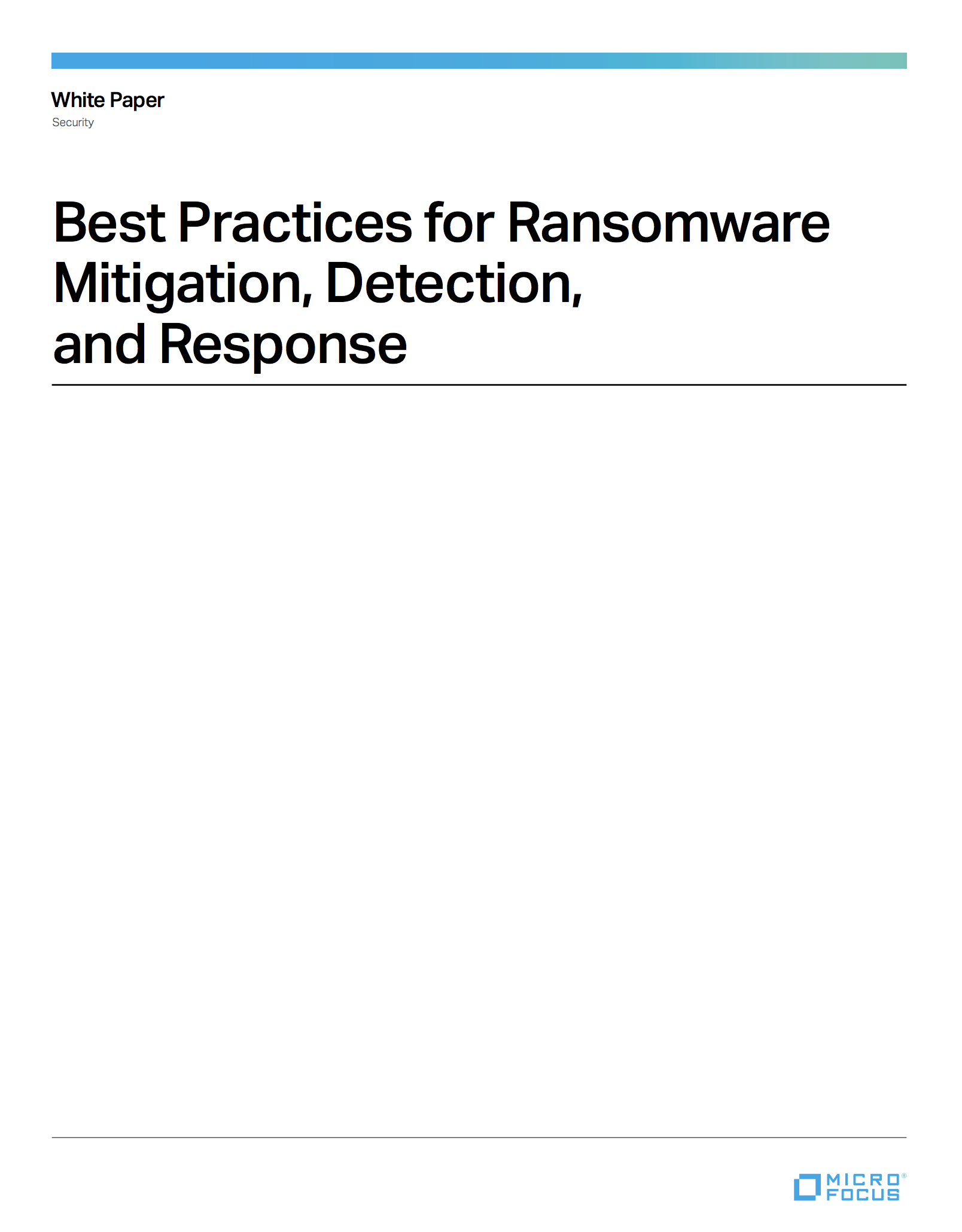 Ransomware Mitigation, Detection and Response