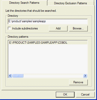 Directory Search Pattern tab