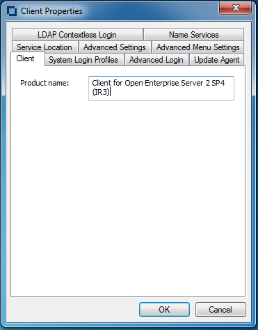 Novell Client Configuration Dialog Box