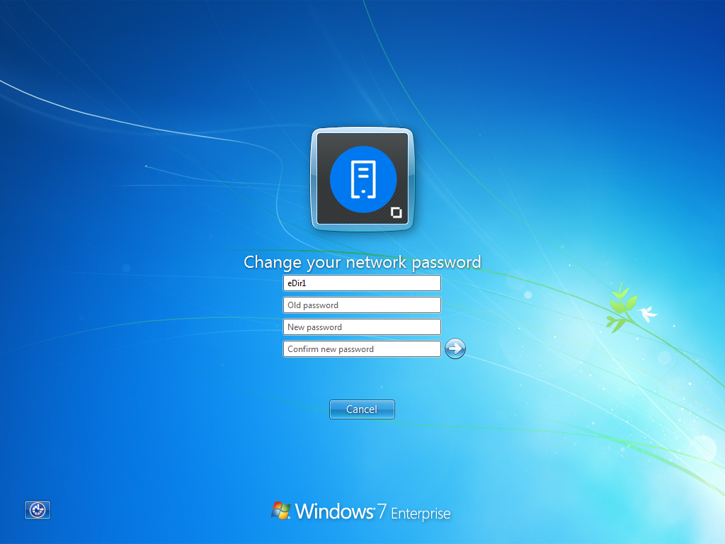 Novell Client for Windows Vista Change Password Screen