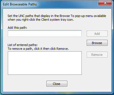 Edit Browseable Paths Dialog Box
