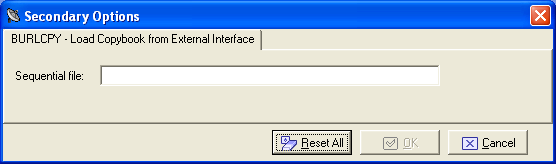 Secondary Options - Load Copy Information from External Interface
