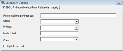 Secondary Options - Import Method from Referential Integrity