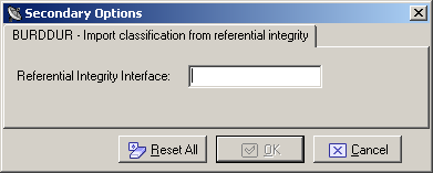 Secondary Options - Import Classification from Referential Integrity