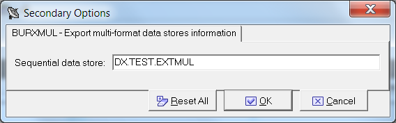 Secondary Options - Export Multi-format Data Stores Information