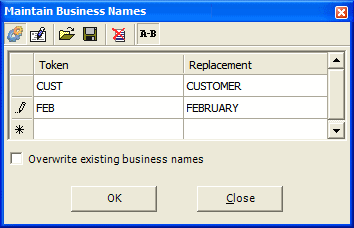 Generate Business Names Window