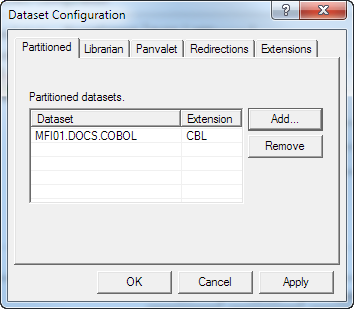 Dataset Configuration Partitioned tab