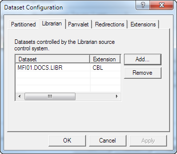 Dataset Configuration Librarian tab