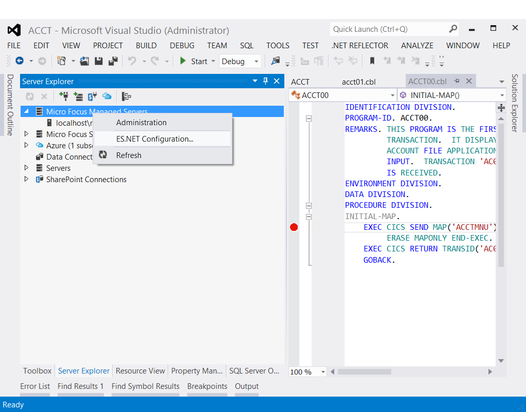 Visual Studio Managed Server Explorer