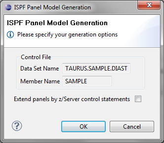 Executing the ISPF panel model generator 5