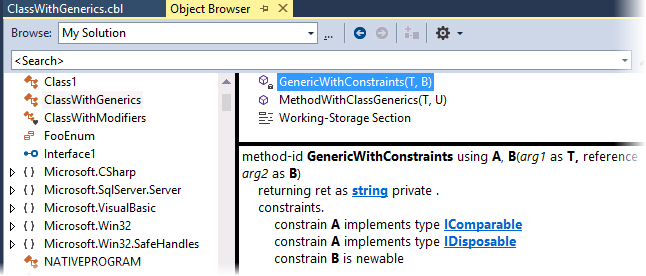 Object Browser support for .NET COBOL