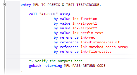 Sample test setup code