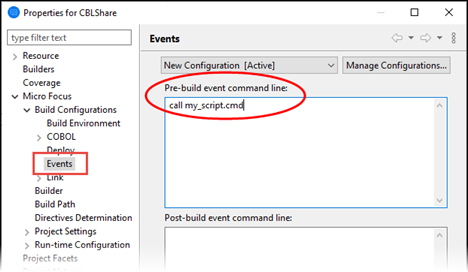 Pre-build events command line setting
