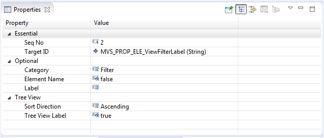 MVS Element View Filter Label Properties