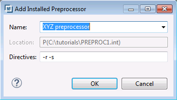 Selecting your preprocessor using the Add Installed Preprocessor dialog box
