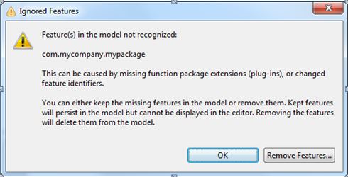 Example ignored feature dialog box text