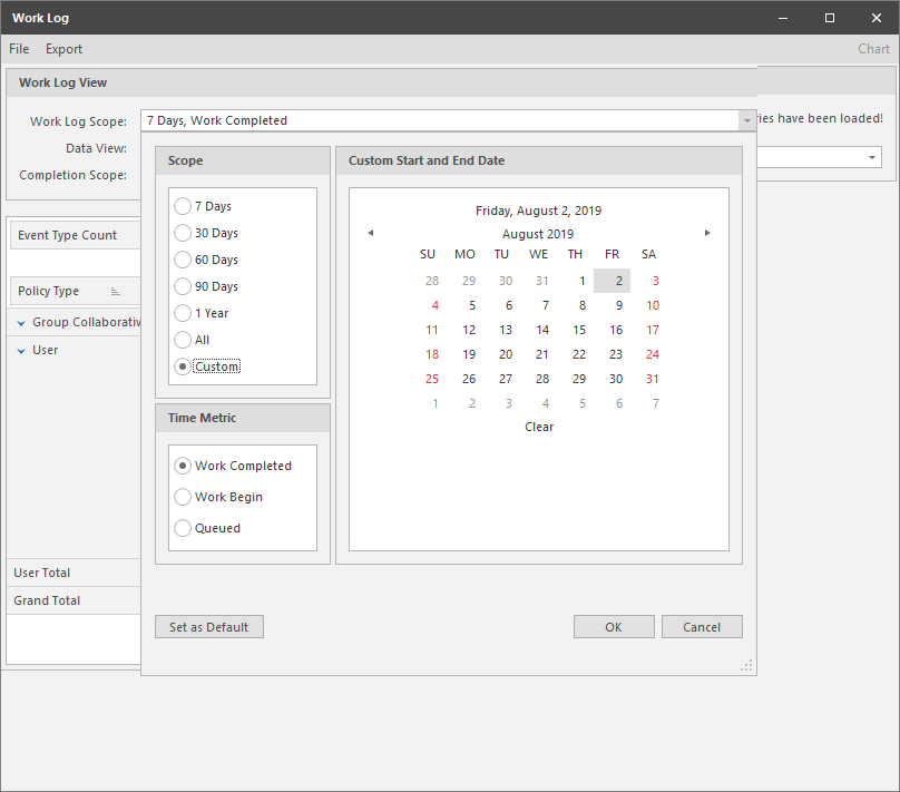 Setting the Work Log Scope