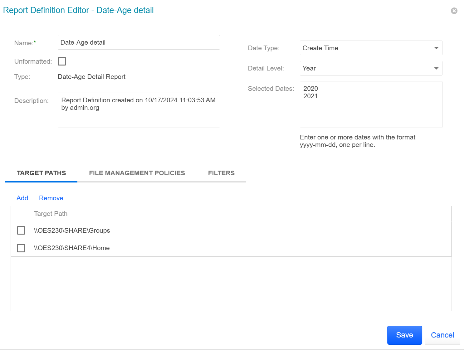 Backdated Report Sample Detailed Date-Age Report