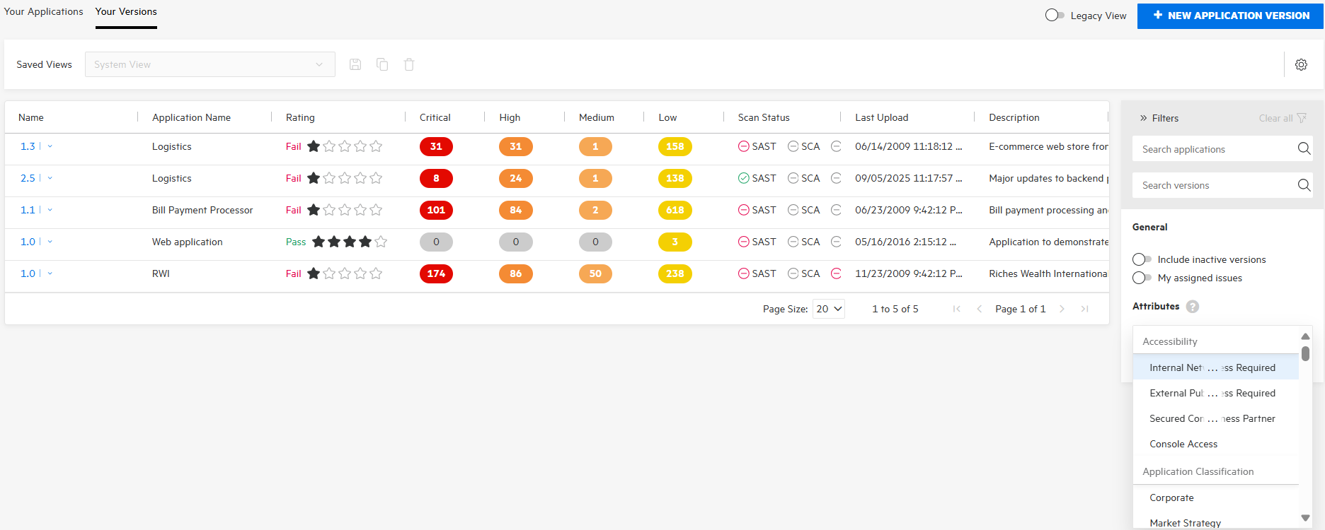 Attribute filter to search for Application version