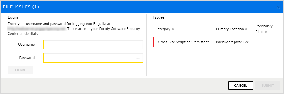 File Issues dialog box