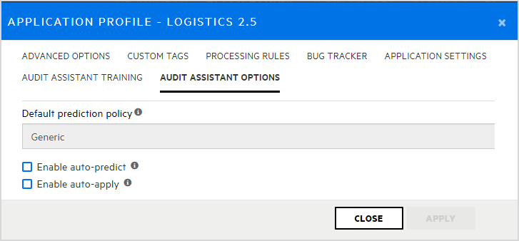 Audit assistant options