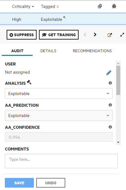 Audit tab for an issue