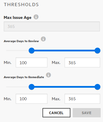 Threshold settings for Issue Age