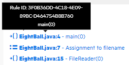 Analysis Trace section where you can view the path of tainted data