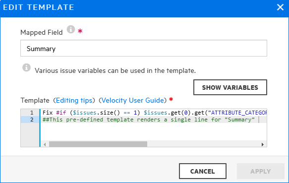 Edit Template dialog box
