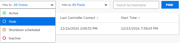 filtering sensors based on their state