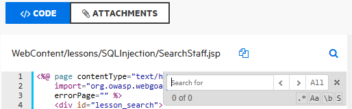 code tab search for box