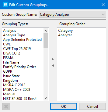 Edit Custom Groupings Dialog 
