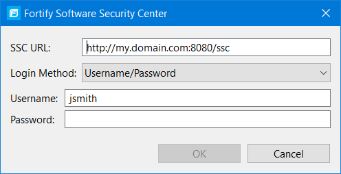 Software Security Center login dialog