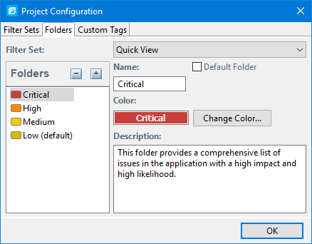 Project Configuration Folders Tab