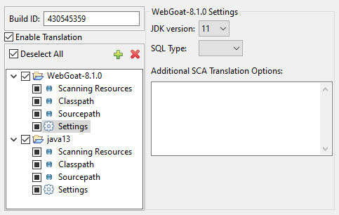 Translation settings for each project