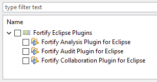 Fortify Eclipse Plugin component list Fortify Eclipse Plugin component list