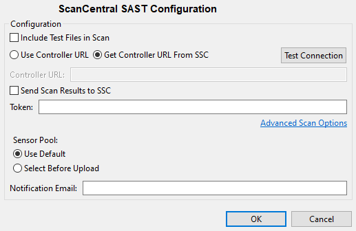 Options - ScanCentral SAST Configuration Options - ScanCentral SAST Configuration