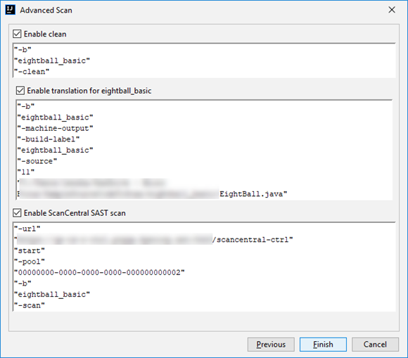 Advanced Scan - Preview of commands