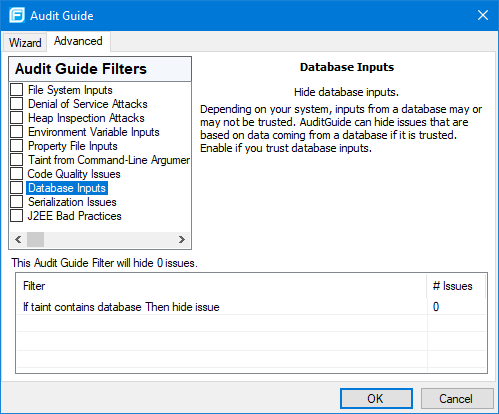 Audit Guide Advanced tab