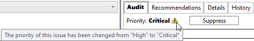 Audit Tab showing priority value overridden