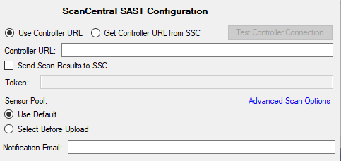 Fortify Options: ScanCentral SAST Configuration