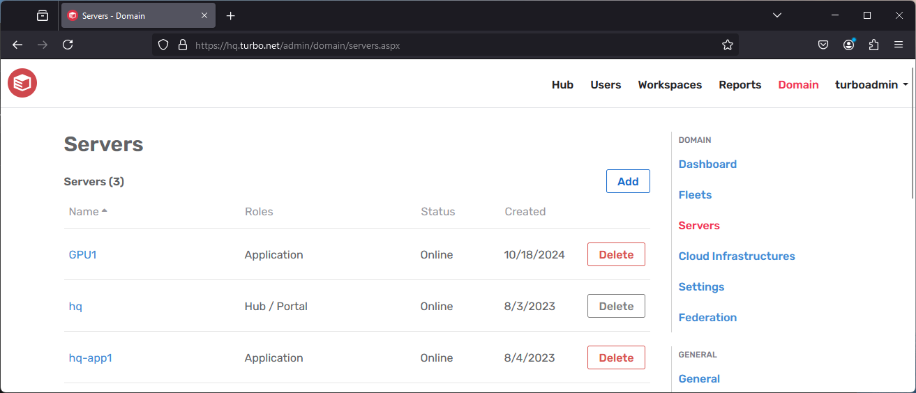 Server admin domain servers