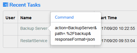 Recent Tasks: view action