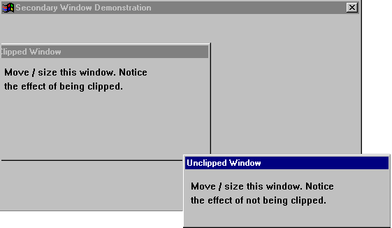 Clipped and non-clipped windows