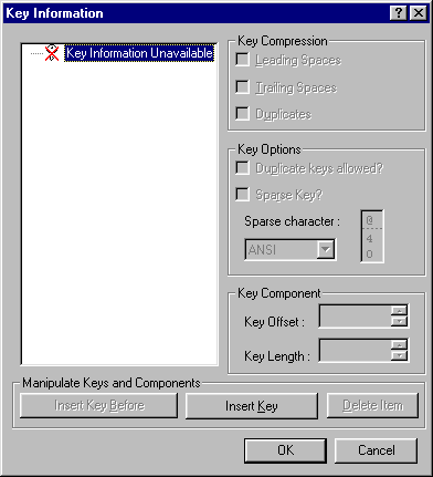 A screen dump of the Key Information dialog box