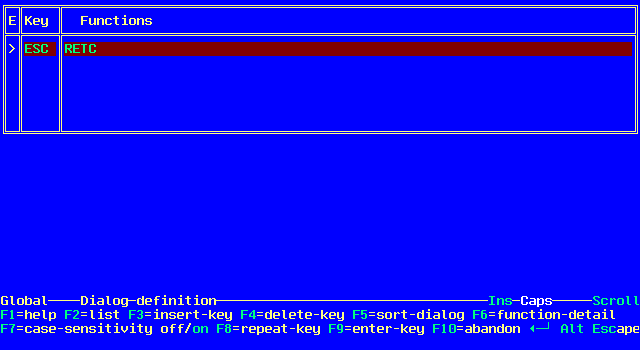 Dialog Definition Menu