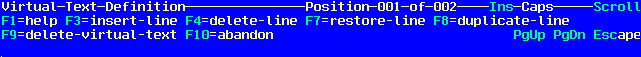 Virtual Text Group Definition Menu