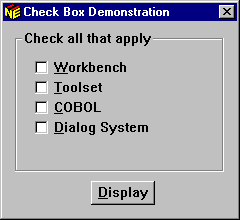 Group of Check Boxes