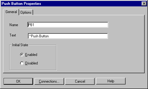 Push Button Properties Dialog Box