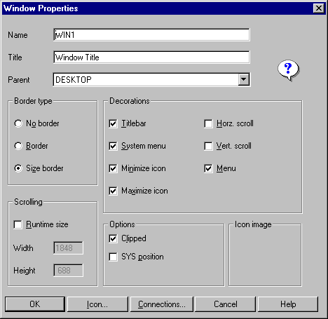 Window Properties Dialog Box
